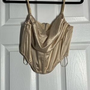 Urban Outfitters, satin corset top, cropped Beige/cream. Size medium. Never Worn